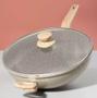Imagem de Panela wok com tampa 5,5l ceramica marble edition cinza dust  - oster
