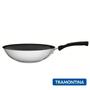 Imagem de Panela Wok Frigideira Antiaderente Funda Grande Aço Inox Cooktop Fogão Indução 28cm