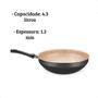 Imagem de Panela Wok N28 / 4,3L De Aluminio Com Antiaderente Cor Preto/Bege MTA - 8503