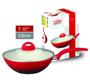 Imagem de Panela Wok Revestida com Revestimento Cerâmico Antiaderente Vermelha 28 cm com Cabo