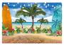 Imagem de Pano de fundo Allenjoy Summer Beach Ocean 2,1 x 1,5 m com palmeiras