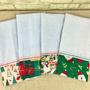 Imagem de Pano De Prato Barrado Tricoline Estampa De Natal KIt C/ 5 Un