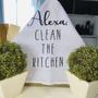 Imagem de Pano de Prato Copa Master Branco em Silk - Frase: Alexa Clean The Kitchen