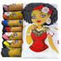 Imagem de Pano de Prato Para Fazer Saia Crochê Boneca Artesã Mulata Com Glitter Com 10 peças