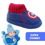 Imagem de Pantufa Infantil Bebê Estampa Vingadores Marvel Capitão América Homem de Ferro