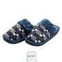 Imagem de Pantufa Masculina quentinha fofinha Xadrez Azul 44/45 para inverno frio casa quarto confortavel