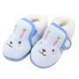 Imagem de Pantufa Sapatinho Infantil Bebe Coelhinho Azul Listrado Forrada com Fechamento por Contato