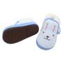 Imagem de Pantufa Sapatinho Infantil Bebe Coelhinho Azul Listrado Forrada com Fechamento por Contato