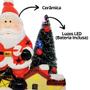 Imagem de Papai Noel Decorativo Cerâmica Iluminada Casa e Pinheiro LED Color 15cm - Nataluz