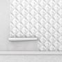 Imagem de Papel de Parede 10 Metros 3D Triangulos para Quartos e Sala em Tons de Branco e Cinza