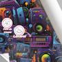 Imagem de Papel de Parede 3D Auto adesivo Arte Gamer geek Moderna Grafite Roxo Vivo Abstrato quarto sala 9m