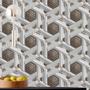 Imagem de Papel de Parede 3D Auto Adesivo Geométrico Abstrato Branco Moderno e marrom colmeia Lavavel 9m