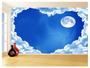 Imagem de Papel De Parede 3D Céu ul Nuvens Lua Coração 3,5M Nsk125