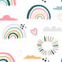 Imagem de Papel de Parede Adesivo Arco-íris Boho Céu Nuvem Colorido Bebê Infantil Moderno Quarto Sala de Estar