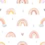 Imagem de Papel de Parede Adesivo Arco-íris Colorido Pastel Boho Menina Infantil Bebê Moderno Quarto Sala de Estar