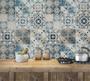 Imagem de Papel de Parede Adesivo Azulejo Português Azul e Bege à prova dágua Banheiro Sala Cozinha