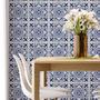 Imagem de Papel de Parede Adesivo Azulejo Português Branco Azul Clássico Colonial Barroco Moderno Quarto Sala de Estar