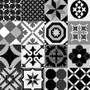 Imagem de Papel de Parede Adesivo Azulejo Português Preto e Branco