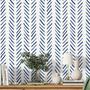 Imagem de Papel de Parede Adesivo Chevron Branco Azul Marinho Moderno Minimalista Sala Quarto