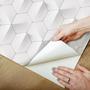 Imagem de Papel de Parede Adesivo Colméia Branco Efeito 3D  Moderno Quarto Sala de Estar