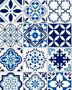 Imagem de Papel de Parede  Adesivo de Azulejo Hidráulico Azul e Br Lavável e Impermeável Cozinha Copa Banheiro