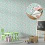 Imagem de Papel de Parede Adesivo Floral Flor de Cerejeira Turquesa Verde Moderno Quarto Sala de Estar