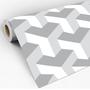 Imagem de Papel de Parede Adesivo Geométrico Textura Blocos Cinza e Branco Vinílico Decoração Lavável Sala Quarto 3D - Pro Decor