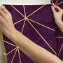 Imagem de Papel de Parede Adesivo Geométrico Triangular Roxo Dourado Moderno Quarto Sala de Estar