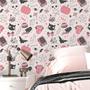 Imagem de Papel De Parede Adesivo Halloween Rosa Menina Quarto Teen 12m