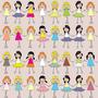 Imagem de Papel de Parede Adesivo Infantil Bonecas Barbie Juntas Coloridas Moda Fundo Neutro - REF:DPIN45