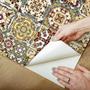 Imagem de Papel De Parede Adesivo Lavável Cozinha Azulejo Português Marrom Garagem Sala Banheiro