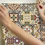Imagem de Papel De Parede Adesivo Lavável Cozinha Azulejo Português Marrom Garagem Sala Banheiro