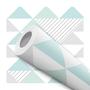 Imagem de Papel De Parede Adesivo Lavável Geométrico Triangulo Tons Verdes Quarto Sala de Estar