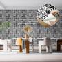 Imagem de Papel De Parede Adesivo Lavável Lavabo Azulejo Português Preto e Branco 12m