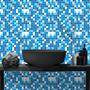 Imagem de Papel de Parede Adesivo Lavável Pastilhas Azulejo Para Cozinha e Banheiro Em Tons Azul Piscina 3D - Pro Decor
