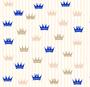 Imagem de Papel De Parede Adesivo Listras E Coroas Azul E Dourado Quarto Infantil   12m