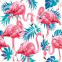 Imagem de Papel de Parede Adesivo Menina Tropical Flamingo Quarto