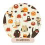 Imagem de Papel de Parede Adesivo Monstrinhos Halloween Bege Infantil Moderno Quarto 