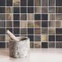 Imagem de Papel de parede adesivo pastilha bege preto para cozinha banheiro vinilico lavavel 10m