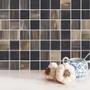 Imagem de Papel de parede adesivo pastilha bege preto para cozinha banheiro vinilico lavavel 10m