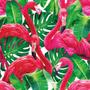 Imagem de Papel de Parede Adesivo Tropical Flamingo Folhas Verdes