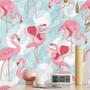 Imagem de Papel de Parede Adesivo Tropical Flamingo N016071 0,58x3M