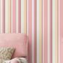 Imagem de Papel de Parede Adesivo Vinílico Lavável Listrado Tons Rosa e Amarelo 2,50m