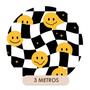 Imagem de Papel de Parede Adesivo Xadrez Preto e Branco Smiley Amarelo Teen Juvenil Quarto 