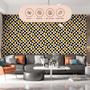 Imagem de Papel de Parede Adesivo Xadrez Preto e Branco Smiley Amarelo Teen Juvenil Quarto 