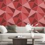 Imagem de Papel de Parede Adesivo Zara Abstrato Vermelho Geométrico Triângulo Moderno Quarto Sala de Estar