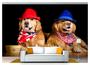 Imagem de Papel De Parede Animais Cachorros Chapéu 3D Anm161