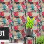 Imagem de Papel de Parede Auto adesivo Colagem efeito lambe lambe floral rosa decorado Lavavel quarto 15m