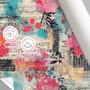 Imagem de Papel de Parede Auto adesivo Colagem efeito lambe lambe floral rosa decorado Lavavel quarto 15m