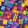 Imagem de Papel de Parede Auto Colante quarto Infantil Blocos Coloridos Vinil decorado Criança Bebê 6m